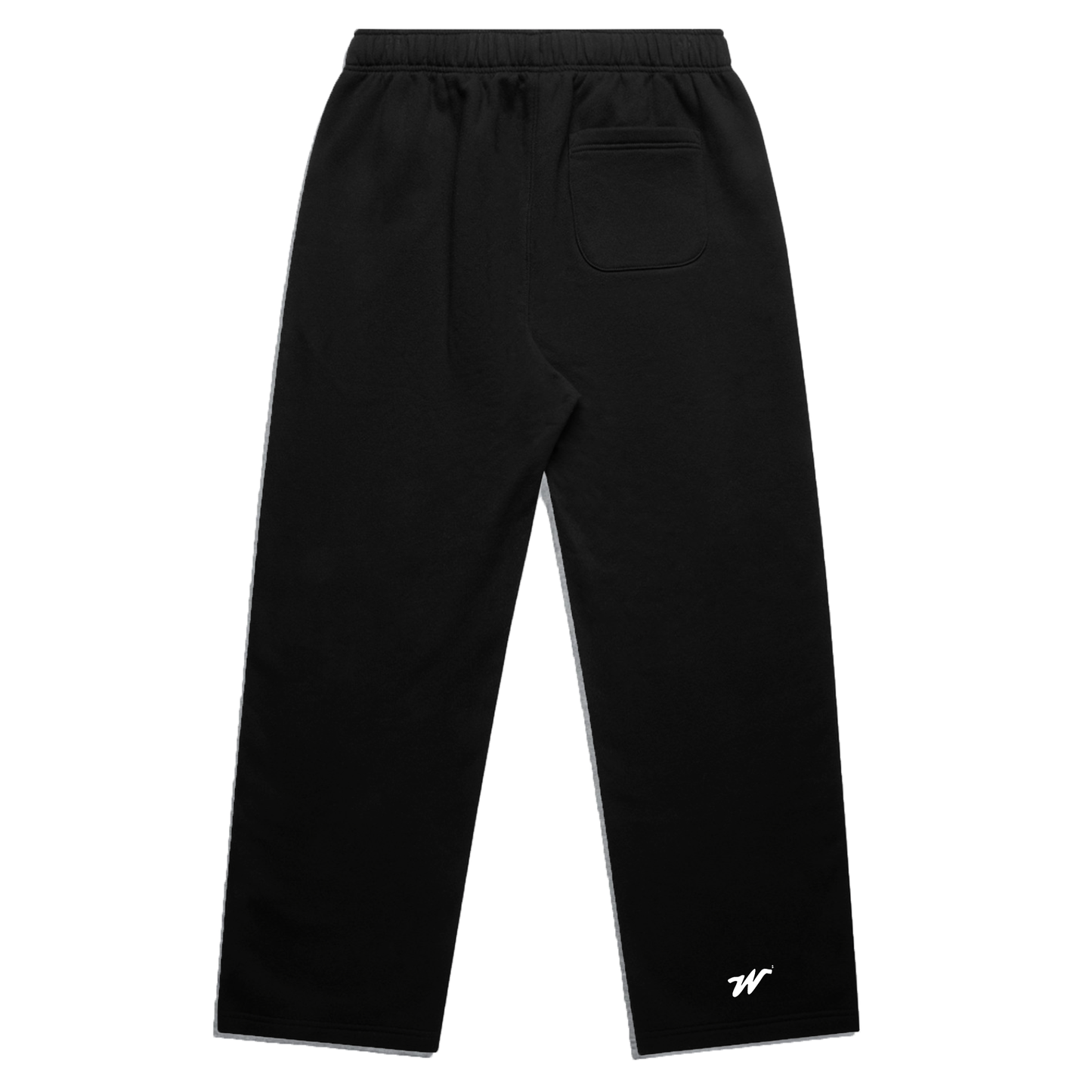 Black pants with a logo on a white background