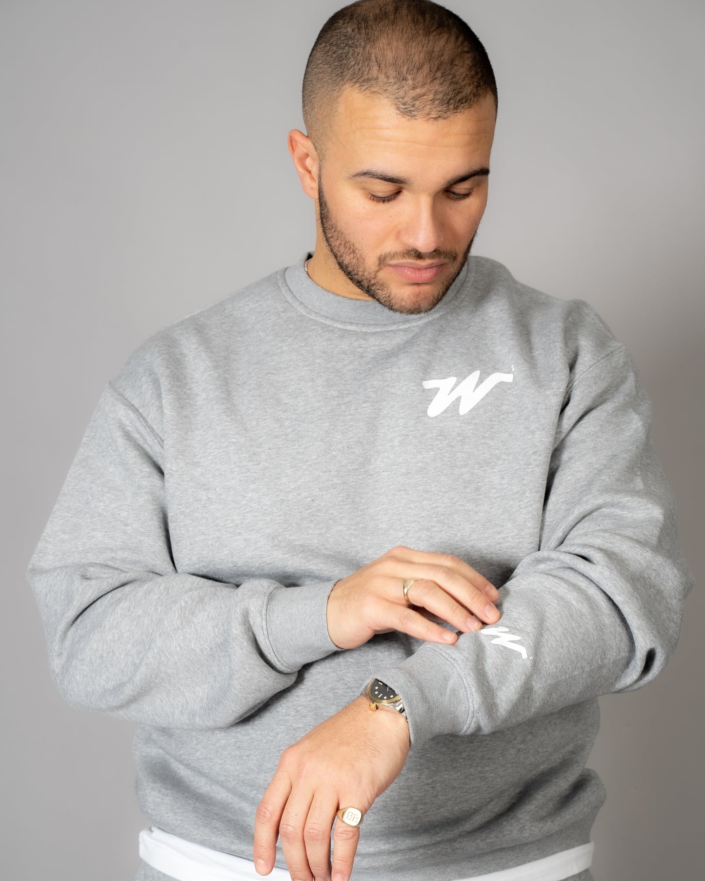 Woke&Wavey men’s premium oversized grey W² splash sweater UK streetwear