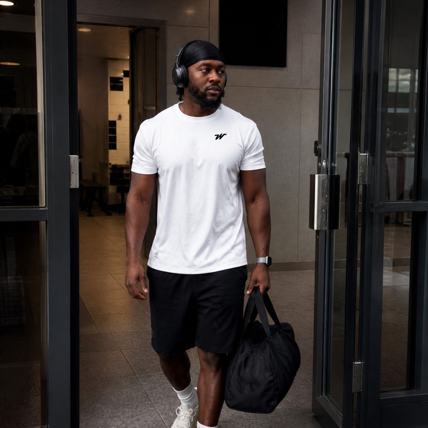 Men’s Premium W² Splash Gym Tee White | Performance Gymwear | Woke&Wavey